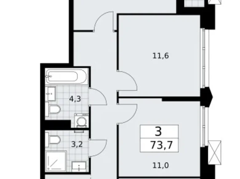 Apartamento 3 habitaciones 74 m² Troitsk, Rusia