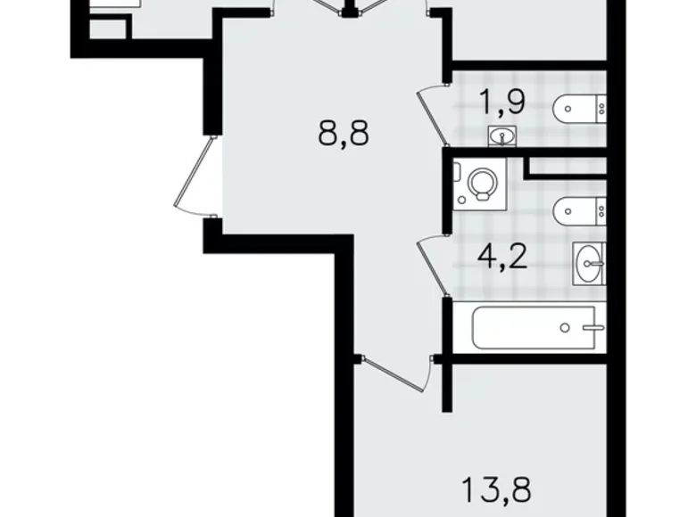 Квартира 2 комнаты 55 м² Всеволожск, Россия