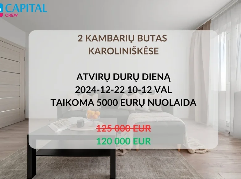 2 room apartment 46 m² Vilnius, Lithuania