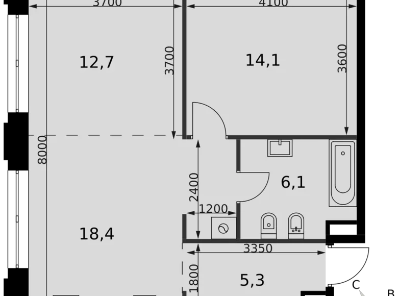 Wohnung 2 zimmer 57 m² Nordwestlicher Verwaltungsbezirk, Russland