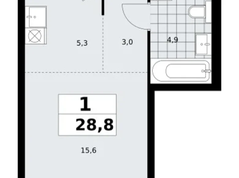 Wohnung 1 zimmer 29 m² poselenie Sosenskoe, Russland