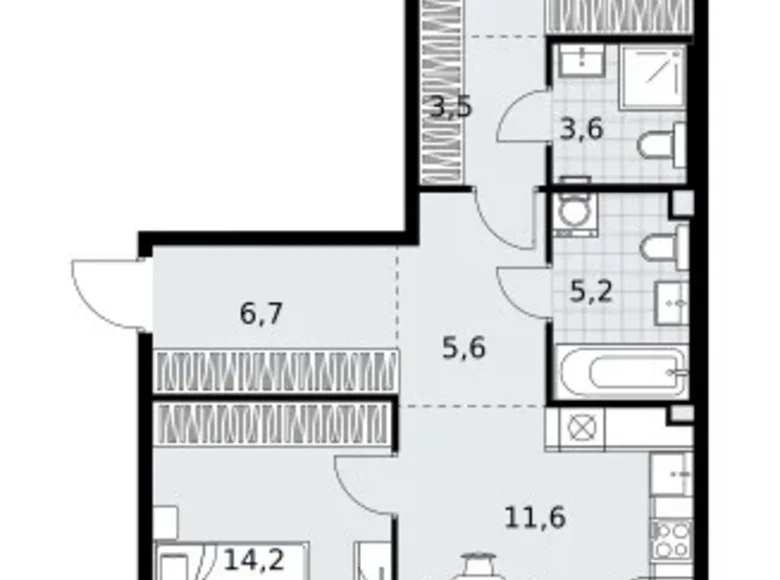 3 room apartment 81 m² Kommunarka, Russia