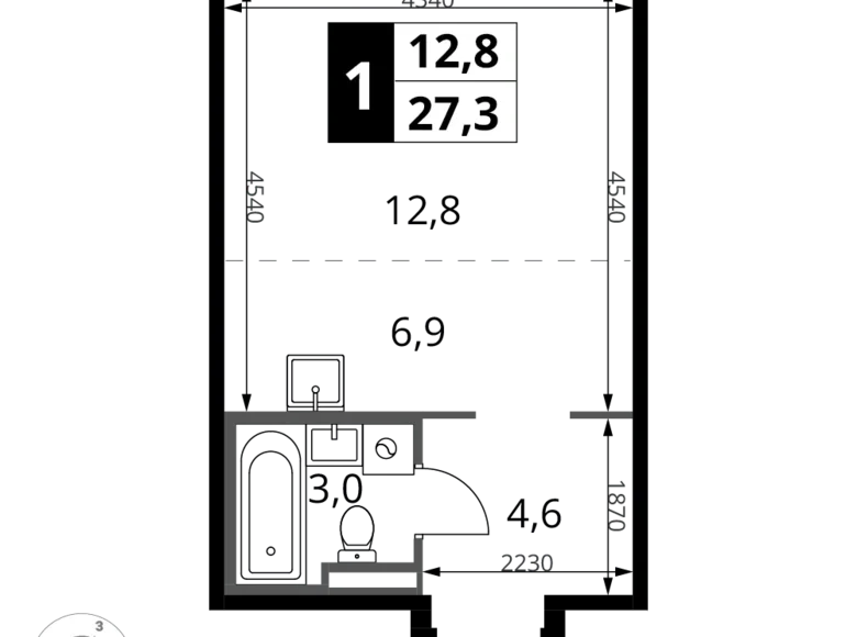 Kawalerka 1 pokój 27 m² Potapovo, Rosja