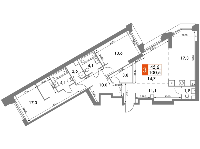 Квартира 3 комнаты 101 м² район Коньково, Россия