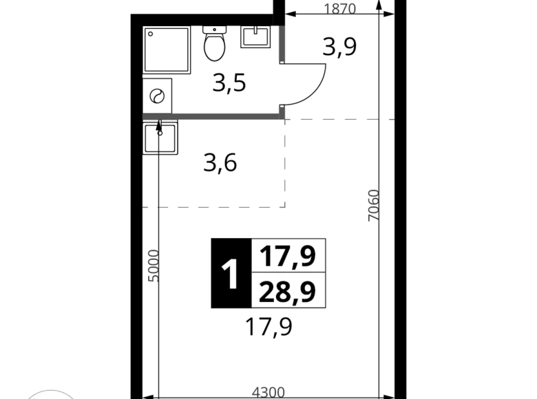 Kawalerka 1 pokój 29 m² Potapovo, Rosja