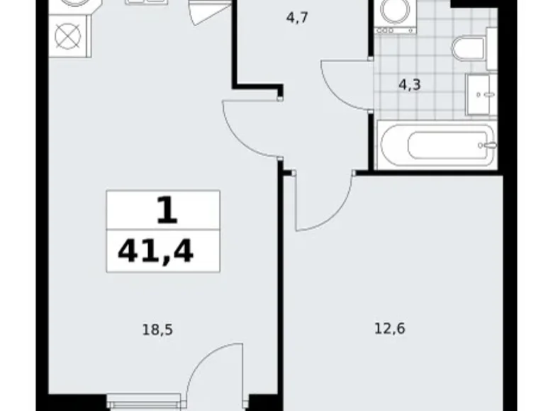 Appartement 1 chambre 41 m² Troïtsk, Russie