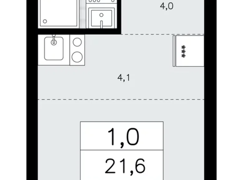 1 room apartment 22 m² Krasnoye Selo, Russia