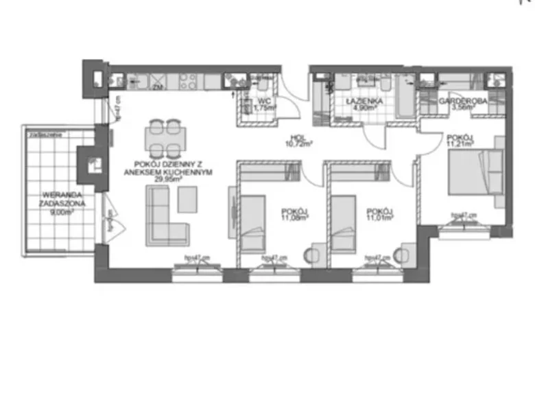 3 bedroom apartment 88 m² Gdansk, Poland