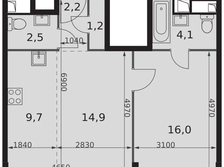 Квартира 3 комнаты 51 м² Северо-Западный административный округ, Россия