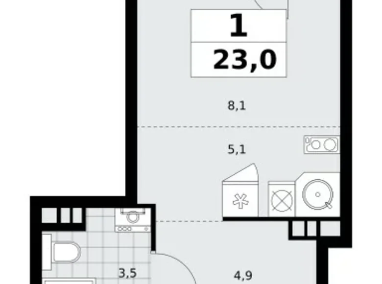 1 room apartment 23 m² poselenie Sosenskoe, Russia