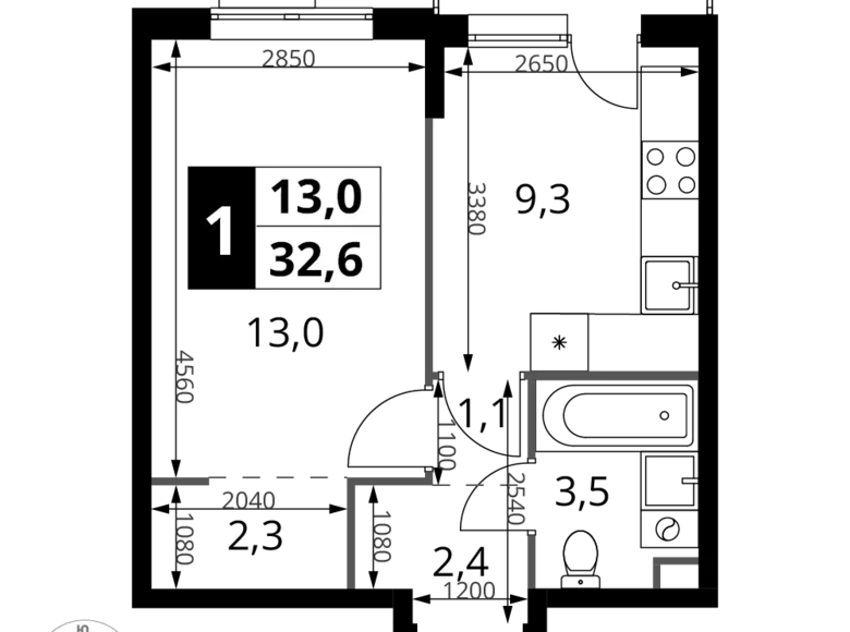 Appartement 1 chambre 33 m² Khimki, Fédération de Russie