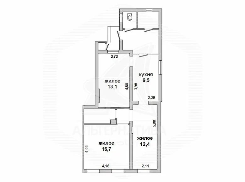 Appartement 3 chambres 70 m² Brest, Biélorussie