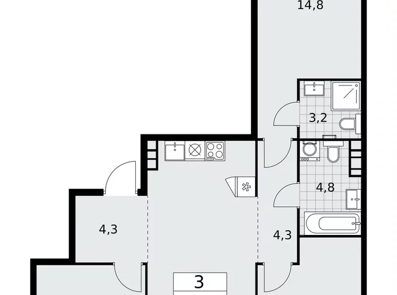 Apartamento 3 habitaciones 81 m² Moscú, Rusia