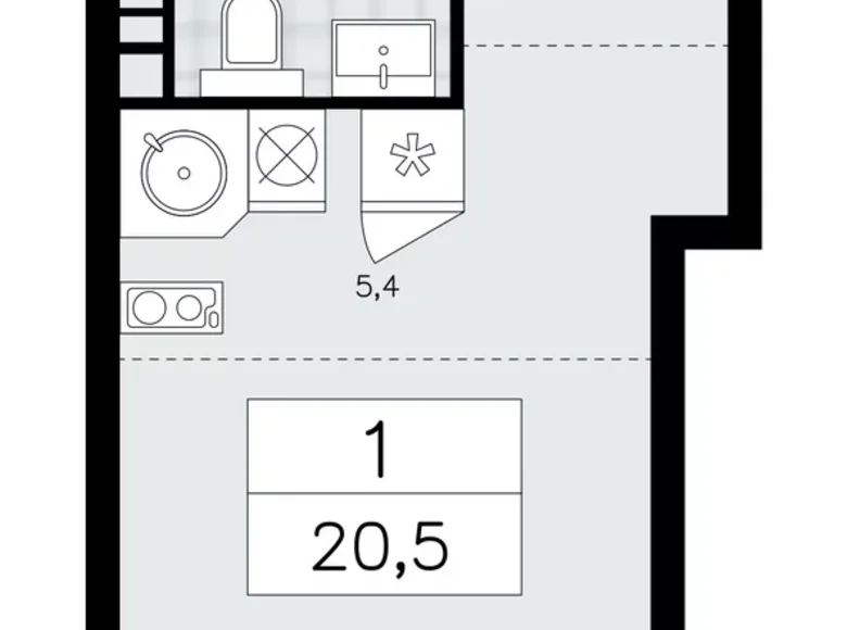 Mieszkanie 1 pokój 21 m² poselenie Sosenskoe, Rosja