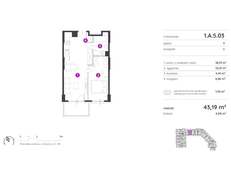 Wohnung 2 zimmer 43 m² Posen, Polen