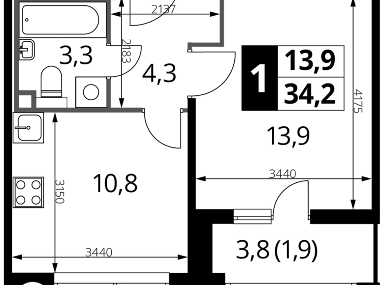 Mieszkanie 1 pokój 34 m² Nekrasovka District, Rosja