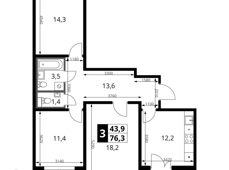 Wohnung 3 zimmer 76 m² Chimki, Russland