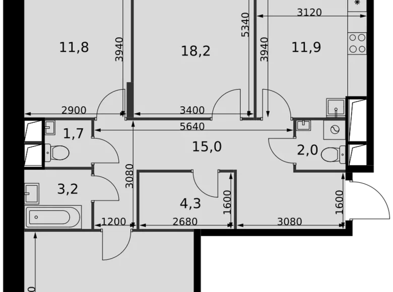 Wohnung 3 zimmer 88 m² Razvilka, Russland