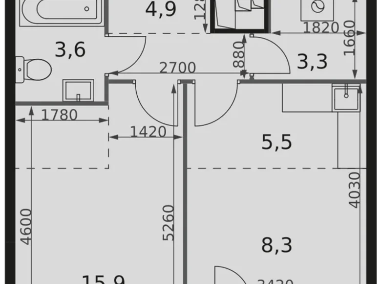 Appartement 1 chambre 43 m² Moscou, Fédération de Russie