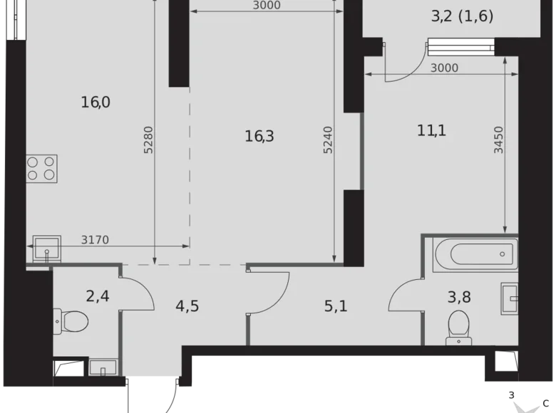 Mieszkanie 2 pokoi 61 m² Konkovo District, Rosja