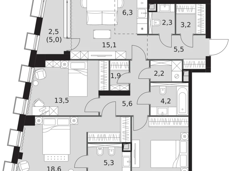 Wohnung 3 zimmer 99 m² Nordwestlicher Verwaltungsbezirk, Russland