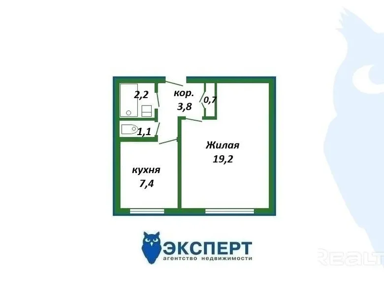 Wohnung 1 zimmer 34 m² Dsjarschynsk, Weißrussland