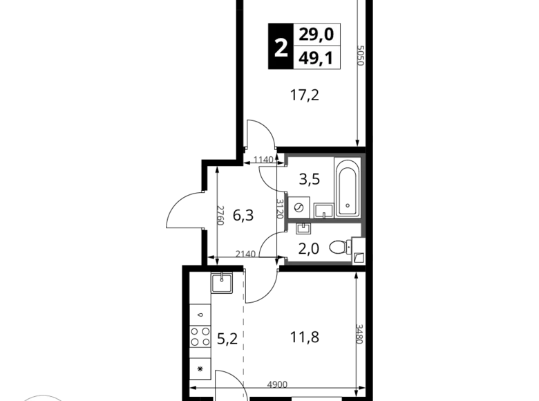 Квартира 2 комнаты 49 м² Химки, Россия