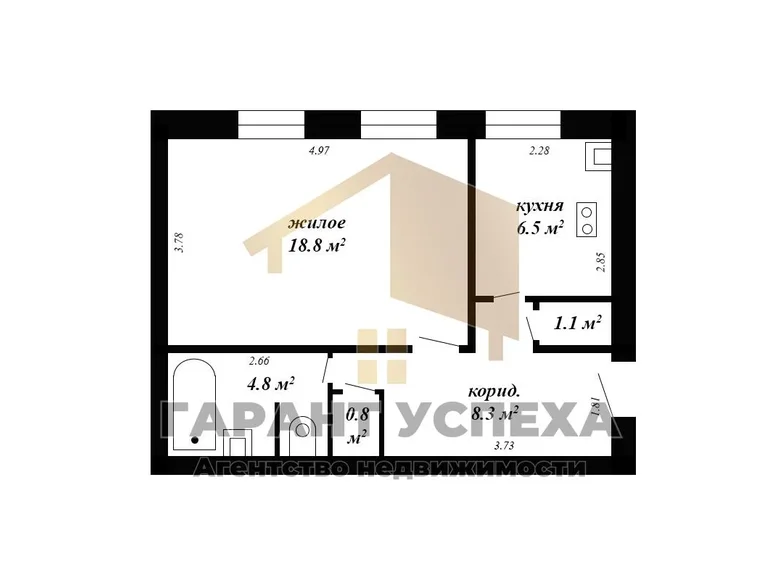 Apartamento 1 habitación 40 m² Brest, Bielorrusia