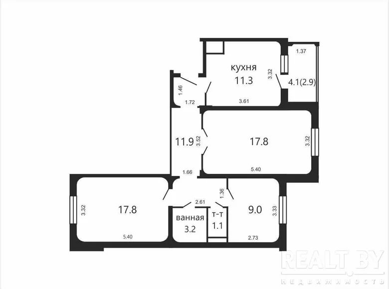 Mieszkanie 3 pokoi 72 m² Mińsk, Białoruś