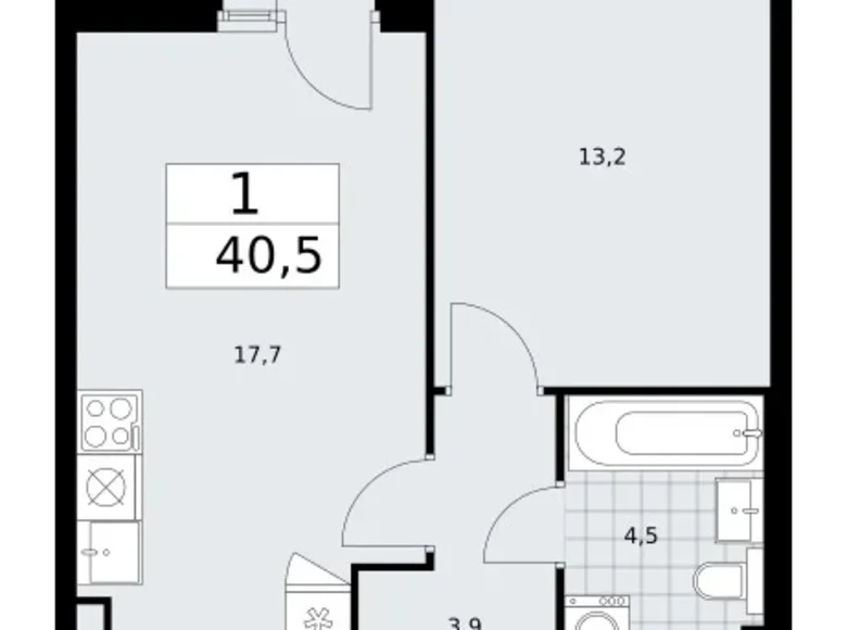Appartement 1 chambre 41 m² Troïtsk, Russie