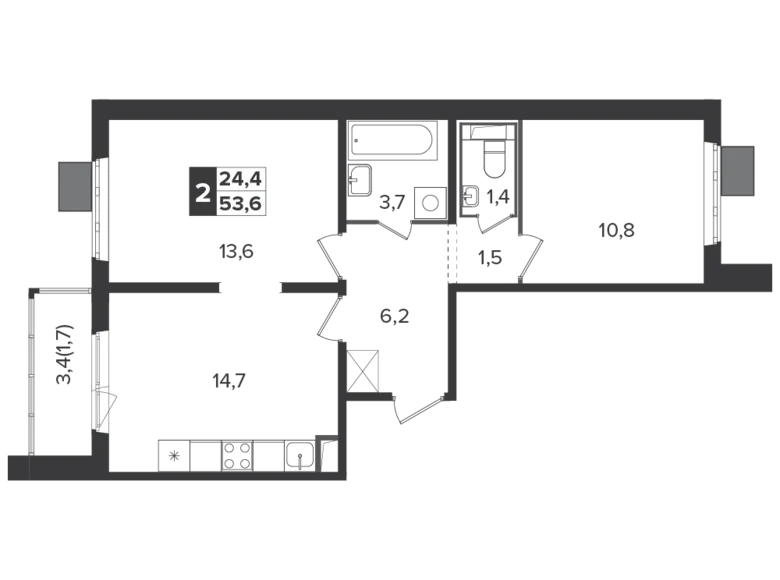 Apartamento 2 habitaciones 54 m² Leninsky District, Rusia