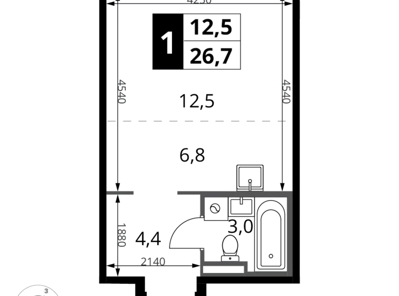 Studio 1 chambre 27 m² Potapovo, Fédération de Russie