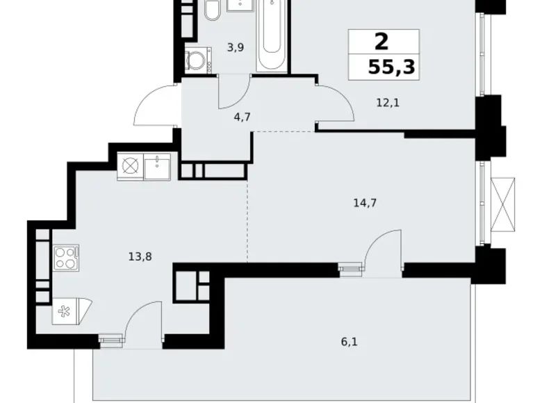 Apartamento 2 habitaciones 55 m² poselenie Sosenskoe, Rusia