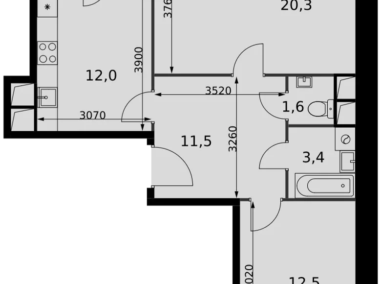 Mieszkanie 2 pokoi 63 m² Razvilka, Rosja