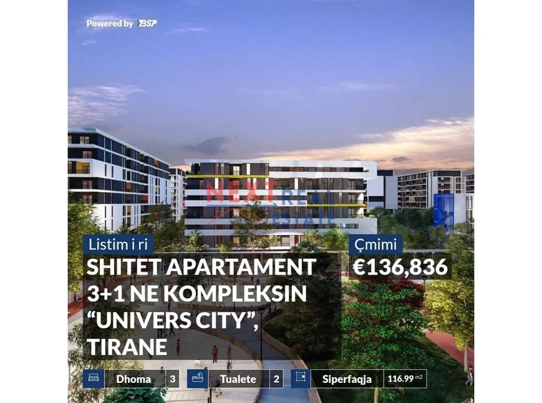 3 bedroom apartment 99 m² Kashar, Albania