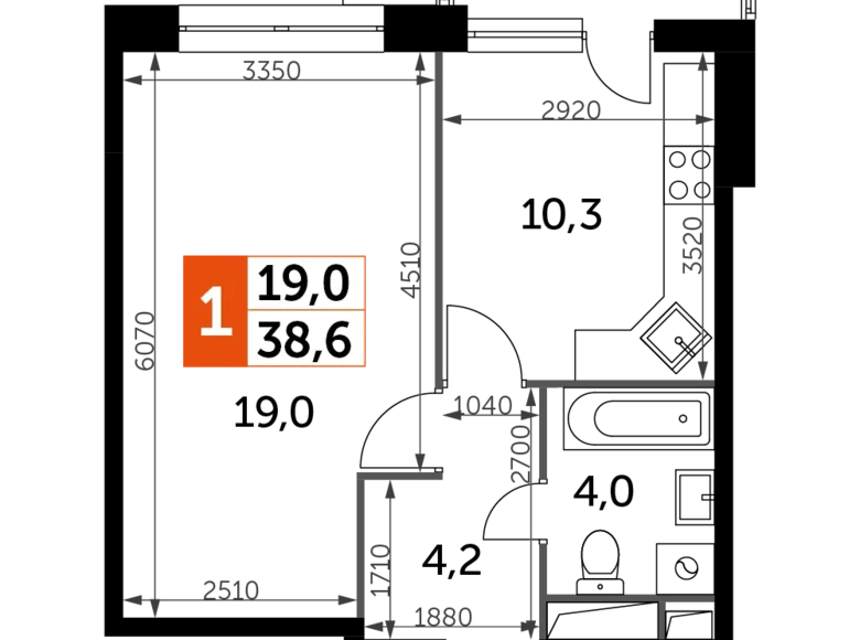 Wohnung 1 zimmer 39 m² Veshki, Russland