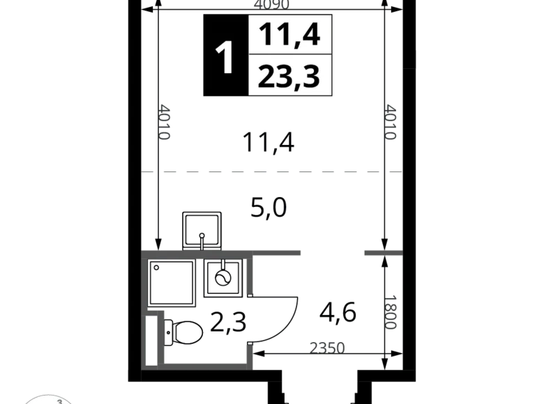 Estudio 1 habitación 23 m² Potapovo, Rusia