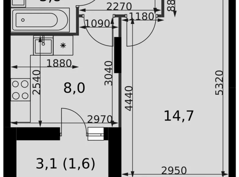 Appartement 1 chambre 35 m² Razvilka, Fédération de Russie