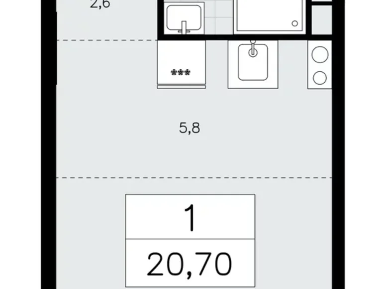 Wohnung 1 Zimmer 21 m² poselenie Sosenskoe, Russland