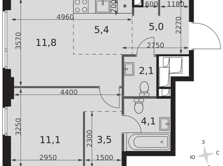 Mieszkanie 2 pokoi 43 m² Moskwa, Rosja