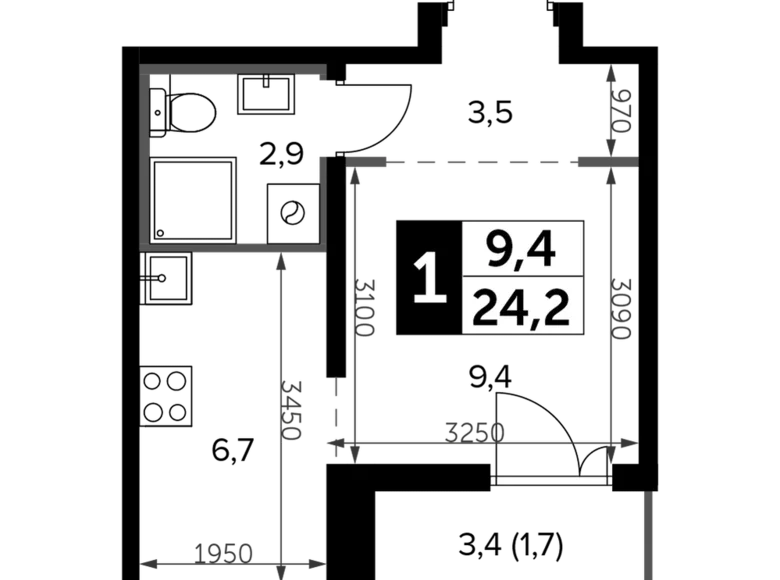 Estudio 1 habitación 25 m² Leninsky District, Rusia