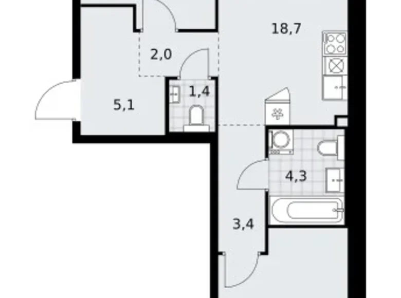 Wohnung 2 zimmer 59 m² Troizk, Russland