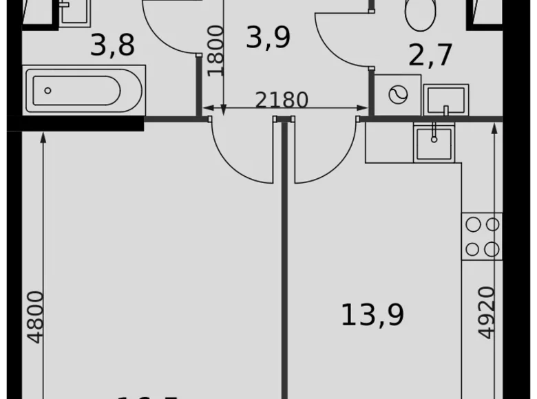 1 room apartment 41 m² Razvilka, Russia