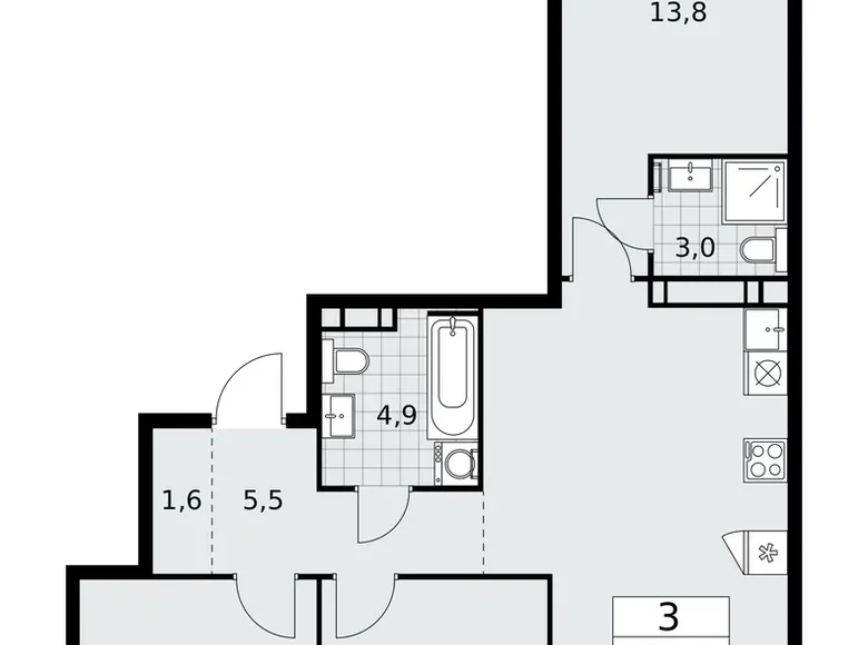 Квартира 3 комнаты 81 м² Москва, Россия