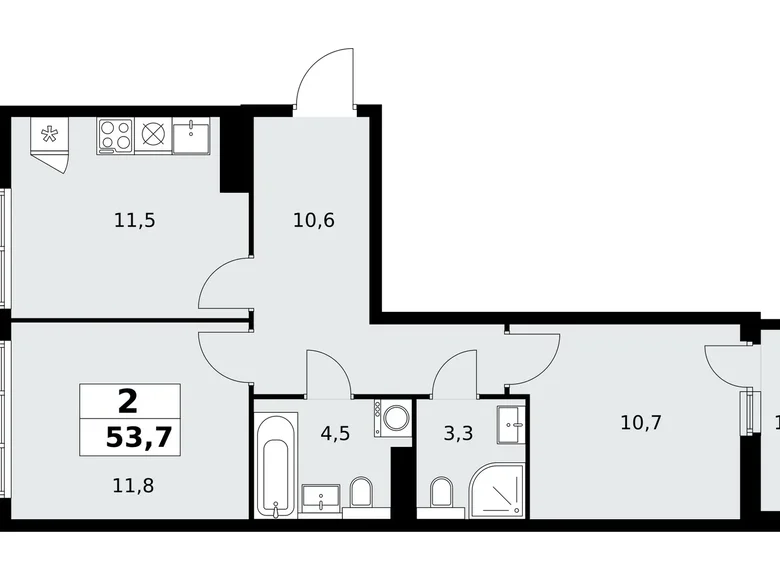 2 room apartment 54 m² poselenie Sosenskoe, Russia