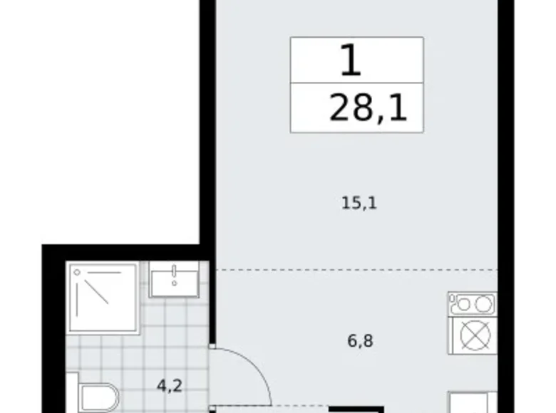 Appartement 1 chambre 28 m² Troïtsk, Russie
