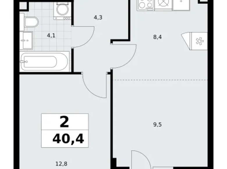 Appartement 2 chambres 40 m² Postnikovo, Fédération de Russie