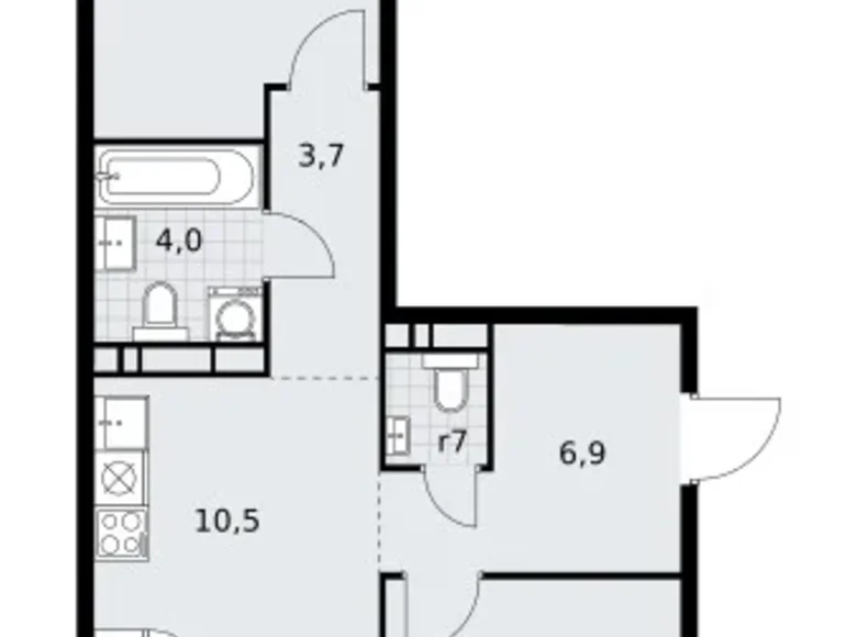 Квартира 3 комнаты 60 м² район Внуково, Россия