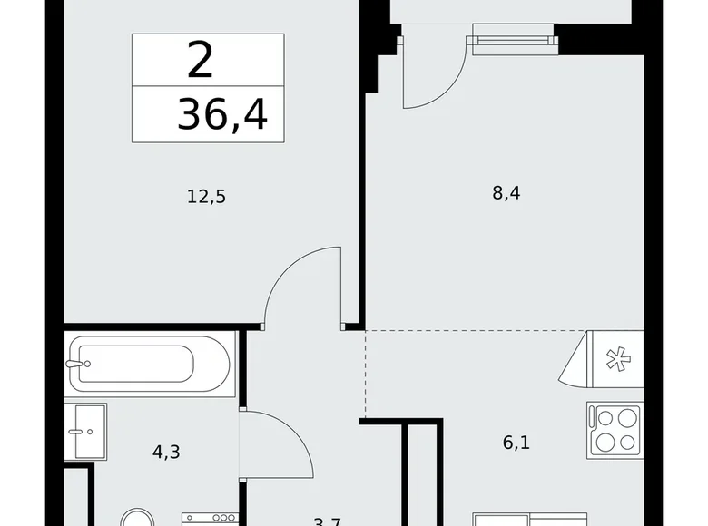 2 room apartment 36 m² poselenie Sosenskoe, Russia