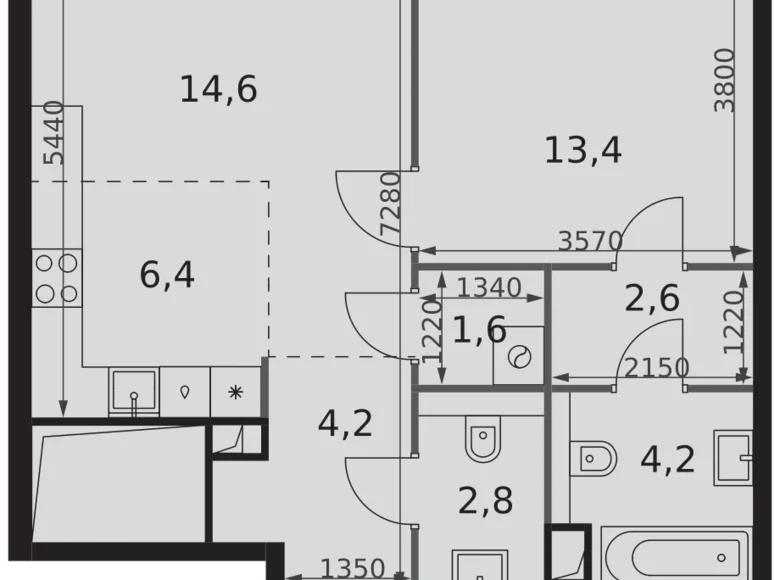 Wohnung 2 zimmer 50 m² Nordwestlicher Verwaltungsbezirk, Russland